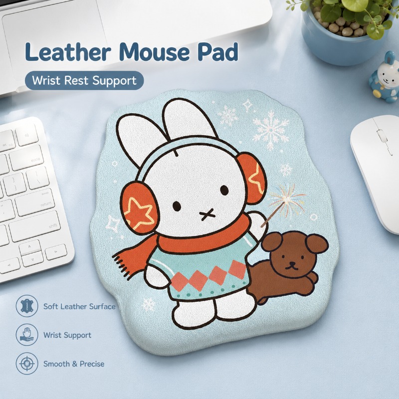 Laptop Editing Accessories - Anime Miffy Leather Mouse Pad with
