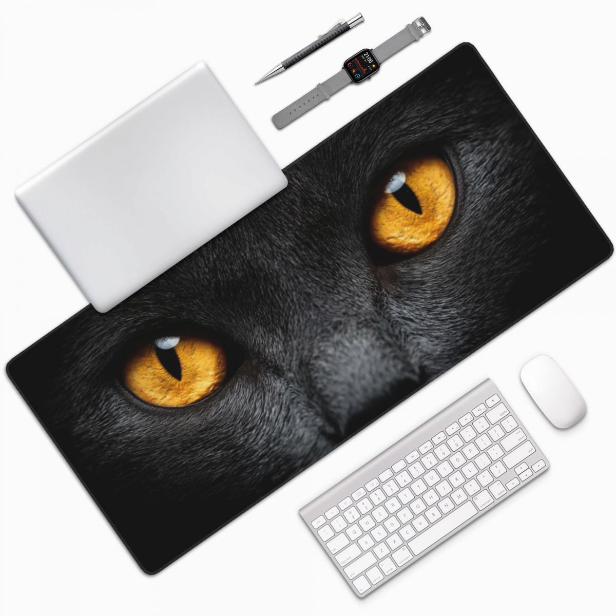 Yellow Laptop Accessories - Black Cat Face And Yellow Eyes
