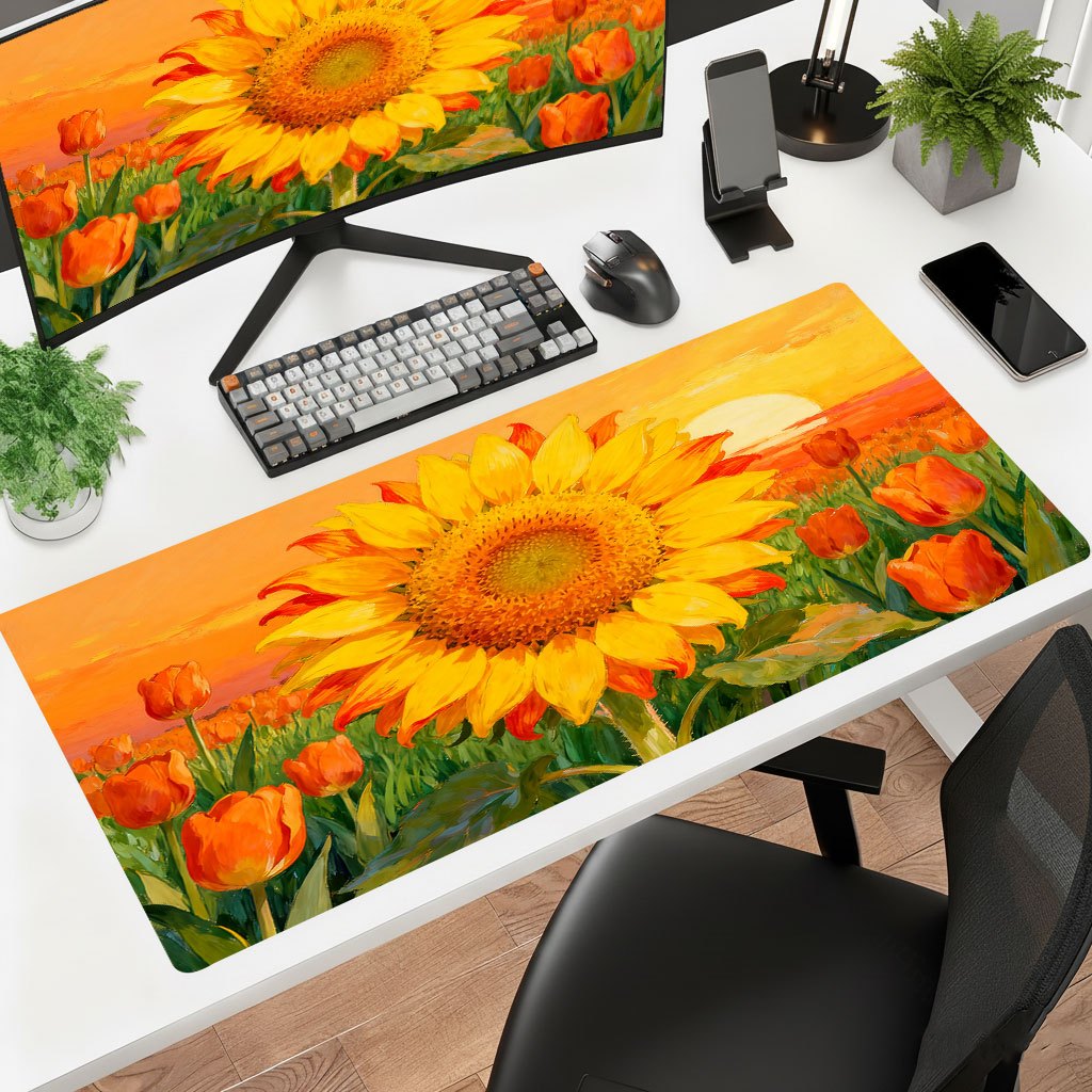 Yellow Laptop Accessories - Brand Yellow Sunflower Mouse Pad, Thick