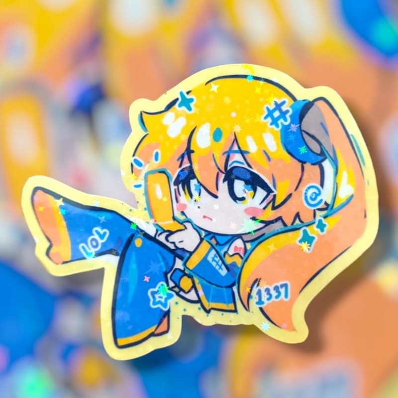 Yellow Laptop Accessories - Mysterious Yellow Twin Tails Vocaloid Sticker