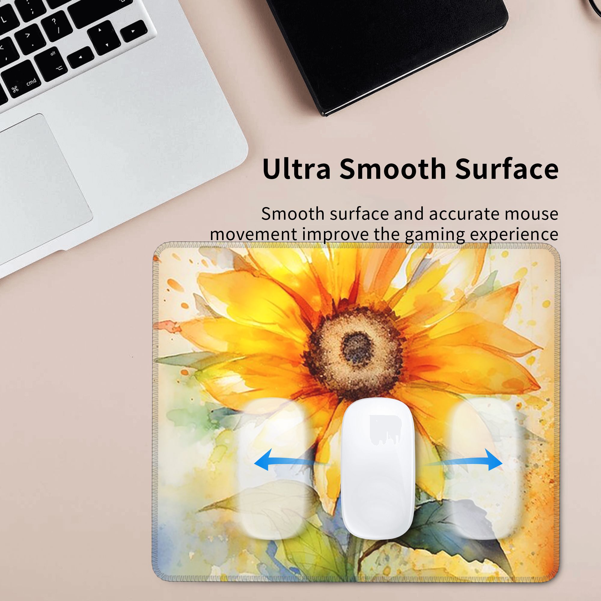 Yellow Laptop Accessories - Watercolor Sunflower Vibrant Yellow Floral Mouse