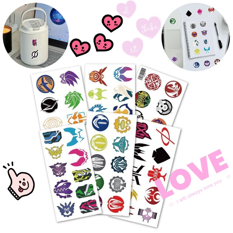 Laptop Accessory - 60 Sheets Kamen Rider Logo Stickers