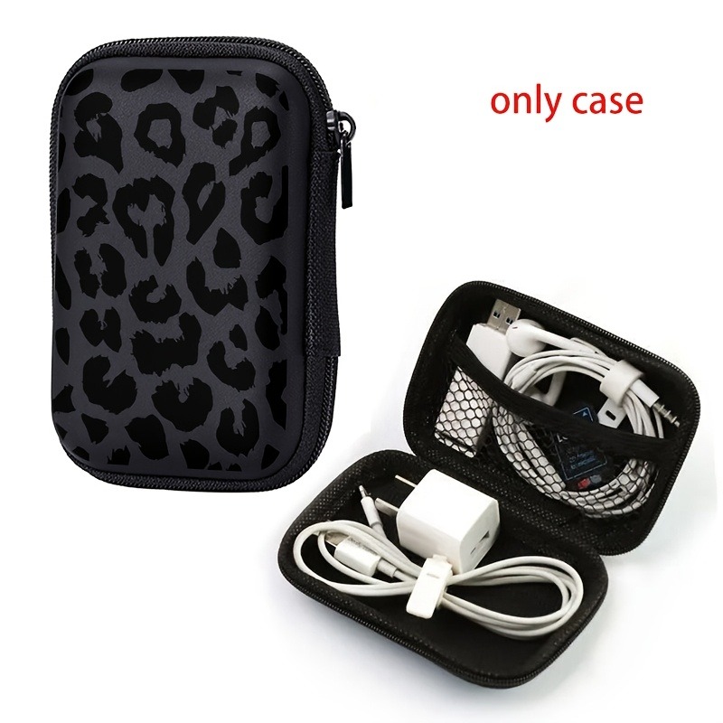 Black Leopard Print EVA Hard S - Cable Management Bag ulasan dan harga