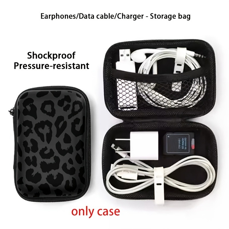 Black Leopard Print EVA Hard S - Cable Management Bag ulasan dan harga